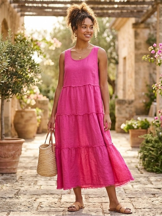 Francesca Bettini Dresses & Skirts - Women’s Tiered Midi Dress in Fuchsia by